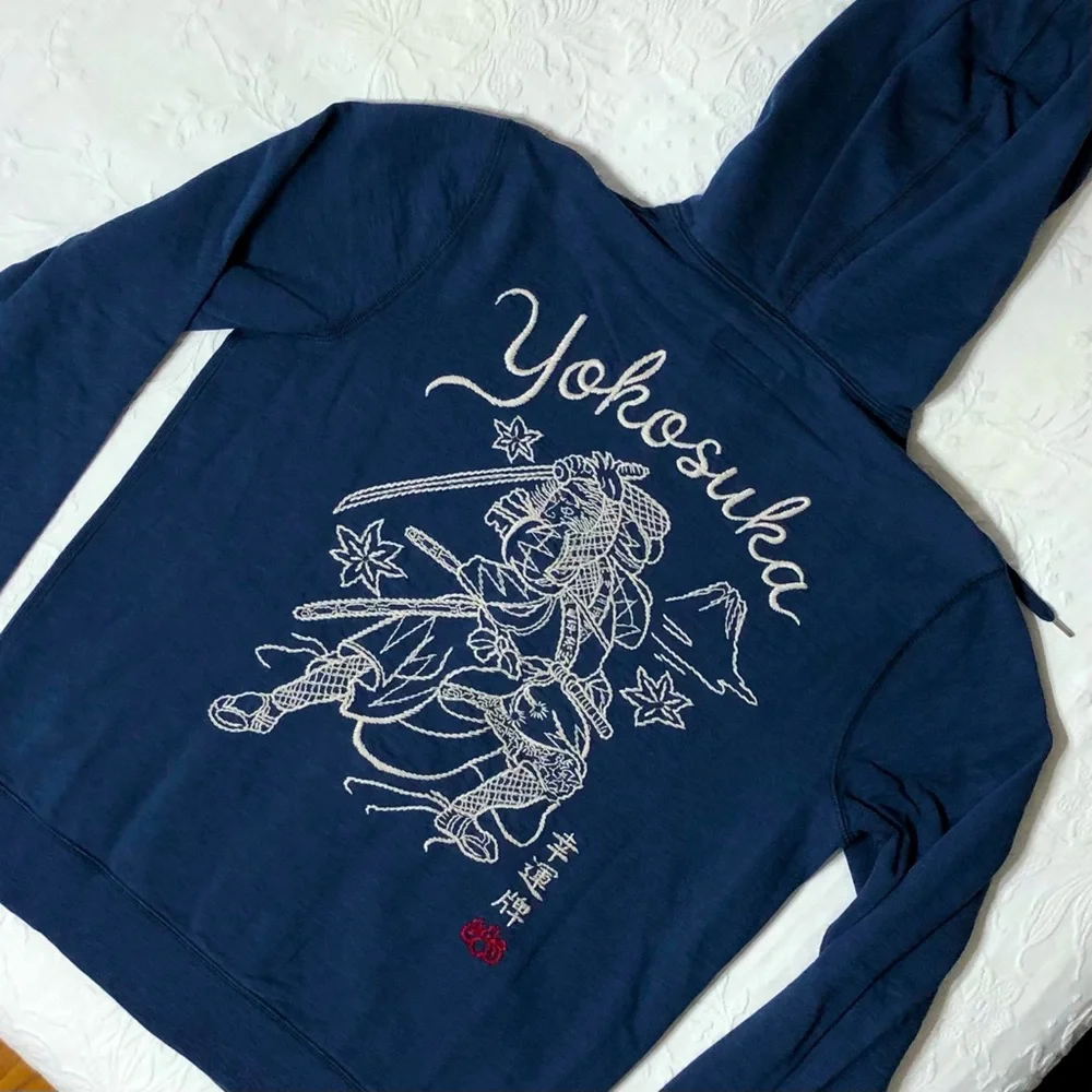 Lucky Brand Hoodie NWOT Jacket Embroidered Yokosuka Sweatshirt Size Small - Picture 1 of 12